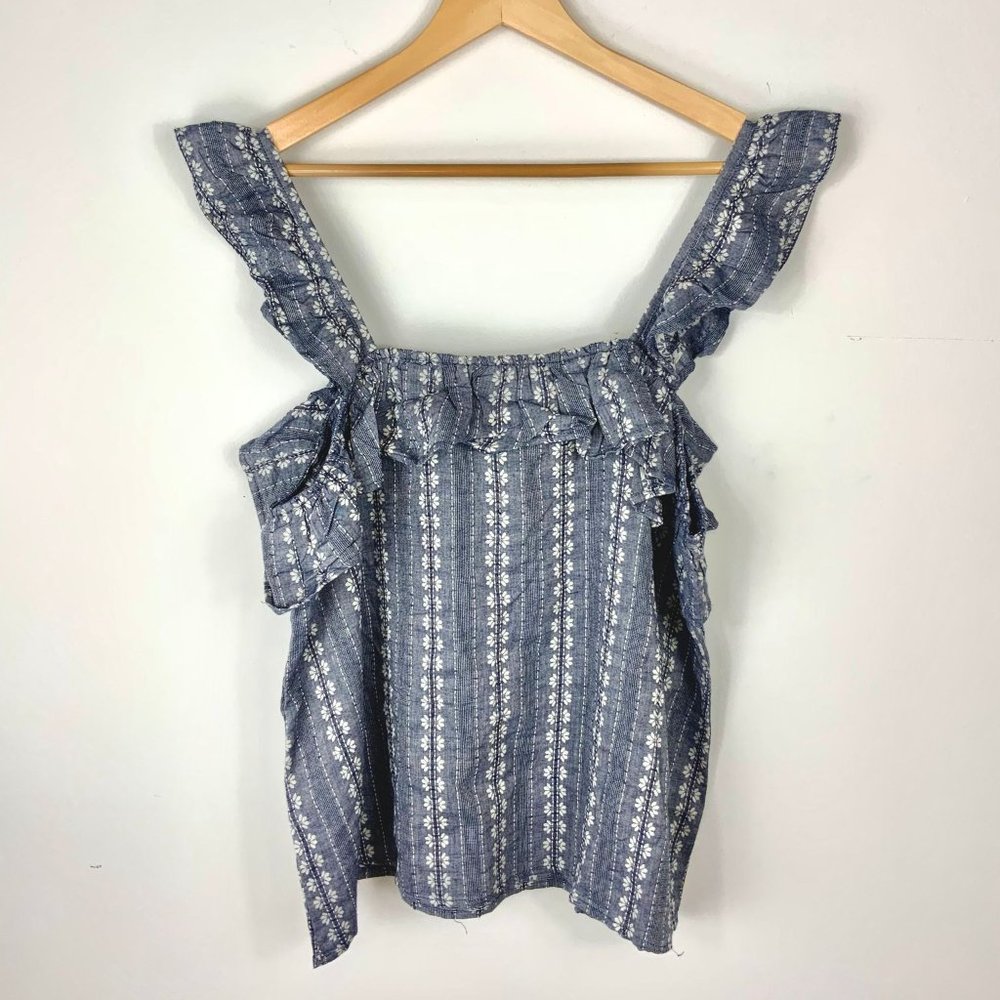 Printed Stripe Ruffle Top - Picture 2 of 2